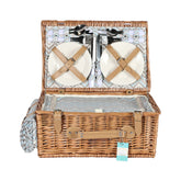 Hectarul - Cos de picnic pentru 4 persoane din rachita naturala maro deschis cu vesela, tacamuri si patura  ZQ23-1166